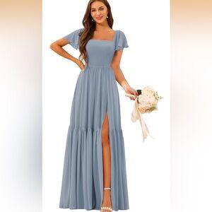 Jovani Light Blue Maxi Dress with Slit